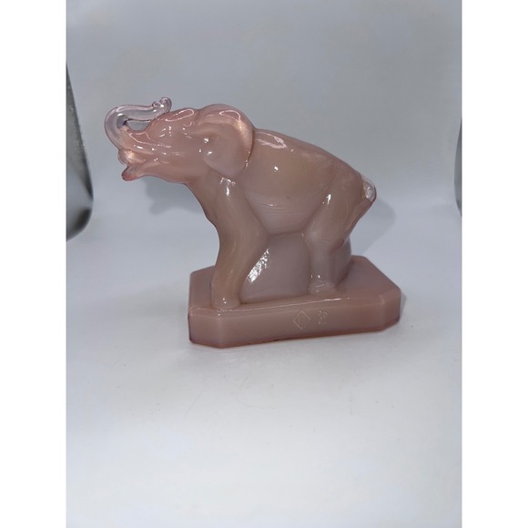 Other - Vintage Boyd Glass Zack The Elephant Pink Slag Glass Figurine Tusk Up Animals